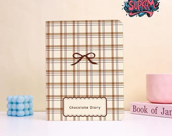 Custom Simple Brown Bow Plaid Pattern Protective Cover for iPad- Handmade