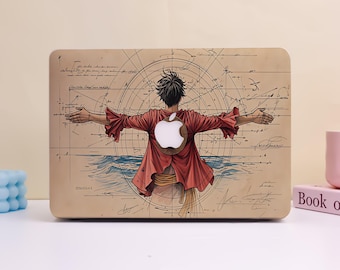 Funda protectora para MacBook con diseño creativo de Luffy y estampado de boceto, funda mate personalizada para portátil.