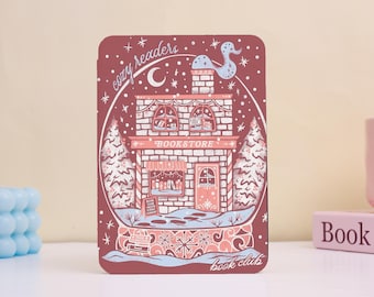 Cozy Reader Bookstore Snow Globe Kindle Case for Book Club Lovers