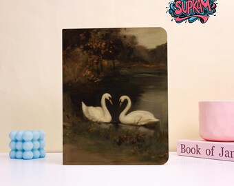 Custom Vintage Painting Swan Pattern Protective Cover for iPad- Handmade