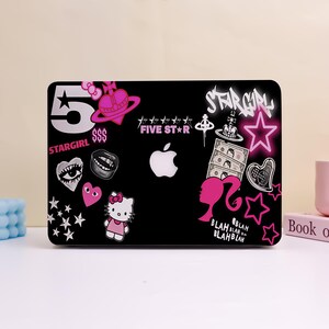 Etui de protection créatif collage Stargirl rose audacieux pour MacBook, étui pour ordinateur portable mat personnalisé