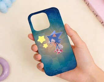 Custom Teal Jellyfish Sonic Pattern Design Hard Matte Phone Case
