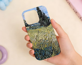 Custom Impressionist Cypress Art Design Hard Matte Phone Case