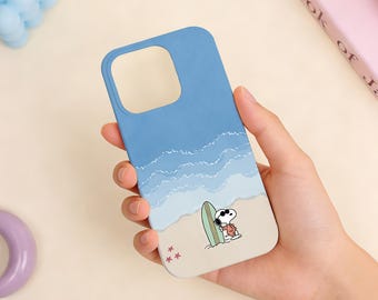 Custom Coastal Summer Snoopy Art Design Hard Matte Phone Case