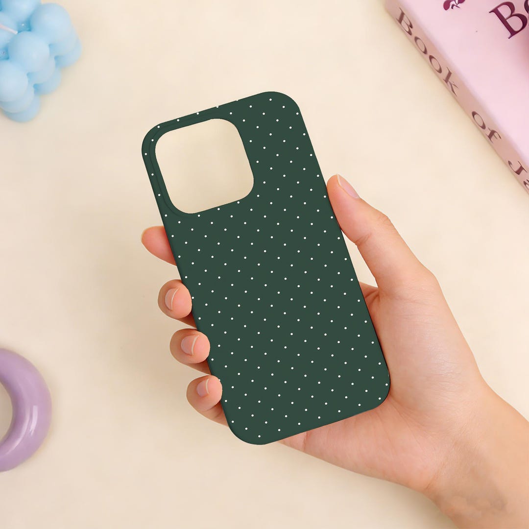 Green Geometric Case Custom Simple Green Style Dots Pattern Design Hard Matte Phone Case - Etsy