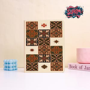 Capa para iPad personalizada com estampa floral em mosaico quadrado de terracota retrô, estilo Senta, para iPad 2025.