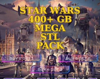 400+ GB Star Wars STL Mega Pack – 3D Printable Characters, Ships, Dioramas & Busts and More STL Bundle