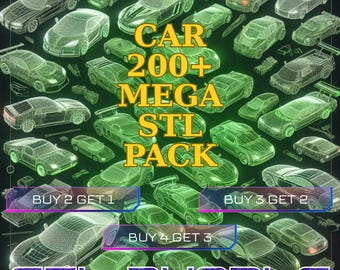 200+ Car STL Package – 3D Printable Vehicles, Supercars, Classic Cars & Model Kits, Stl Bundle