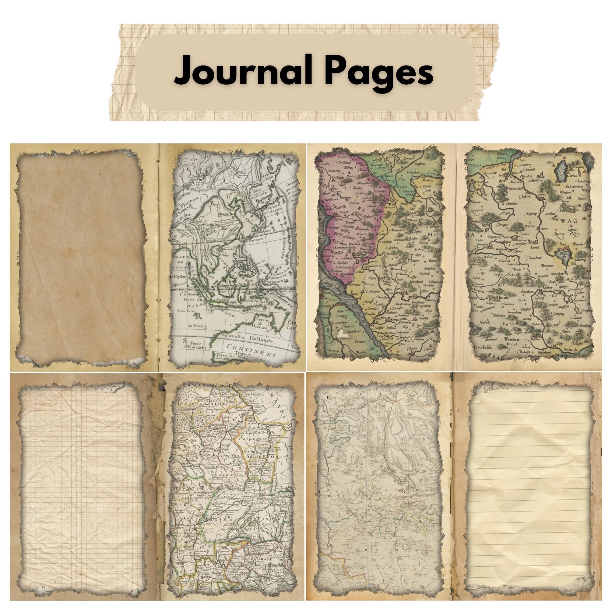 Vintage Maps Junk Journal Kit – Printable Old World Papers, Antique Map ...