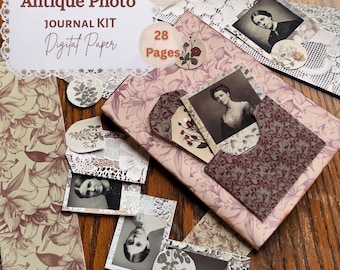 Kit de diario basura de mujeres victorianas / Efímeras de encaje, fotos antiguas (descarga digital)