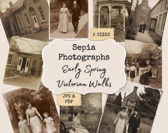 25 Vintage Sepia Images | Digital Download | Printable Ephemera for Junk Journals , Scrapbooking, Collage.