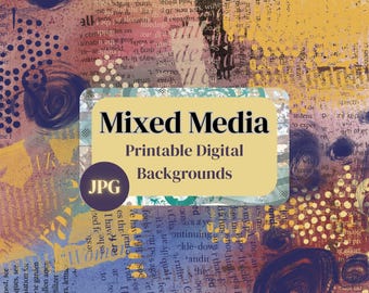 Printable Mixed Media Digital Paper Pack | Scrapbooking, Junk Journal