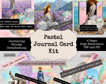 Whimsical Pastel Journal Cards Kit | Printable Ephemera, Tags, Elements for Junk Journals, Scrapbooking, Collage Art