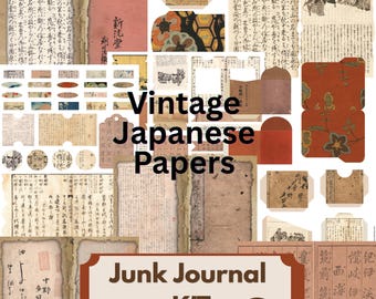 Japanese Vintage Junk Journal Kit – 23 Printable Pages, Floral Fussy Cuts (Digital Download)