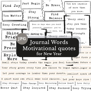 Motiverende citaten | Nieuwjaarsresoluties Journaalboeking Woorden | Afdrukken en snijden