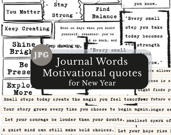 Motivational Quotes | New Year Resolutions Journal Entry Words | Print and Cut