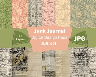 Lilies & Fox Junk Journal Paper | Distress Dictionary Pages (PDF)