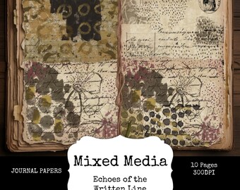 Mixed Media Writing Textures – Junk Journal Backgrounds | Scrapbooking Paper | Digital Paper Pack