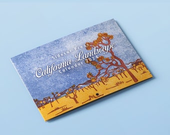 Sidecar Press Calendar 2024: California Landscapes - Block Print Artist Calendar - Linocuts