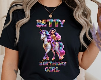 Custom Unicorn Birthday DTF Transfer, Personalized Girl Shirt Decal (Ready to Press)