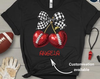 Personalized Coquette Football Cherry DTF Transfer, Game Day Bow Decal, Ready Press Strawberry Lemon Applique