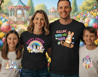 Cute Cartoon Dog Easter DTF Transfer | Funny Bunny Puppy Iron On | Kids Spring Heat Transfer