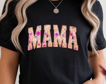 Floral Mama DTF Transfer Ready to Press,Pearl Mom Iron On, Nana Mimi Gigi Grandma Decal, Ready to Press Heat Transfer, Mother's Day DIY Gift