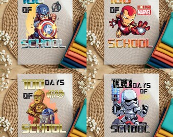 100 Tage Schule DTF Transfer, bereit zum Pressen Disney Marvel Star Wars Mickey 100