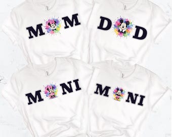 Personalized Mouse Family Vacation DTF Transfer, Watercolor Mom Dad Matching Shirts (Ready to Press)