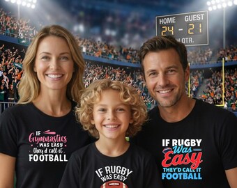 Funny Sports DTF Transfer, If Rugby Was Easy They'd Call It Football, Ready to Press Iron On, Gymnastics Heat Transfer Decal