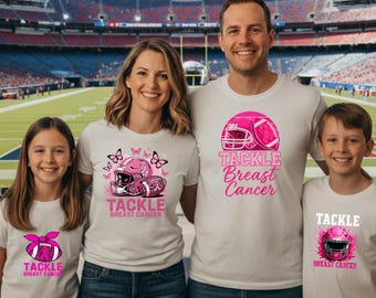 Tackle Breast Cancer DTF Transfer, Football Pink Ribbon Iron On, Breast Cancer Awareness Ready to Press, Pink October Decal