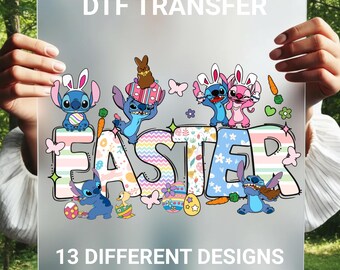 Stitch Easter DTF Transfer, Cute Bunny Stitch Easter Design, Kids Easter Shirt Heat Press, Spring DTF Iron On