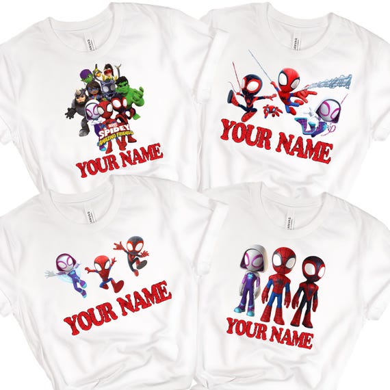 Personalized Spidey and Friends DTF Transfer, Custom Name Iron on Heat Transfer for Birthday Shirt, Marvel Spidey Ready to Press for Kids