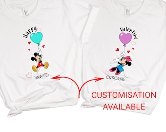 Mickey and Minnie Valentine DTF Transfer,Disney Valentine Couple Transfer,Ready to Press DTF,Personalized Couple DTF Transfer