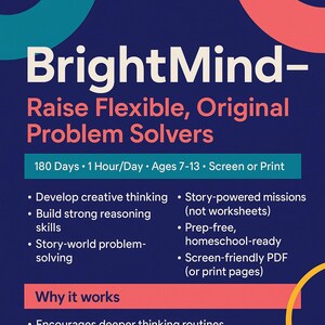 Logic, creativity & critical thinking workbook for homeschoolers (180 days, Ages 7-13) (PDF)