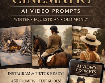 450 prompt video cinematografici basati sull'intelligenza artificiale / Inverno, equitazione, denaro antico / Reels di Instagram e TikTok pronti