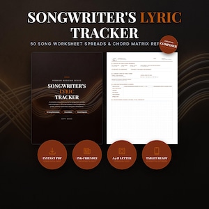 Songwriter's Lyric Tracker: Songwriting-Journal & Musikplaner, druckbare PDF-Datei