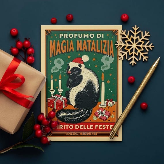 Italian Special Edition – Christmas Card “Profumo di Magia Natalizia” – Funny Italian Christmas Card – Funny Xmas Card