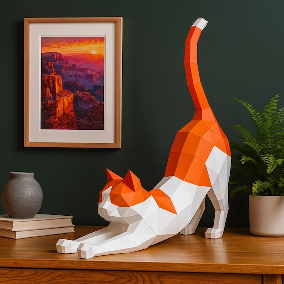 Stretching Cat – Large 65cm DIY Papercraft Kit for Creatives & Cat Lovers