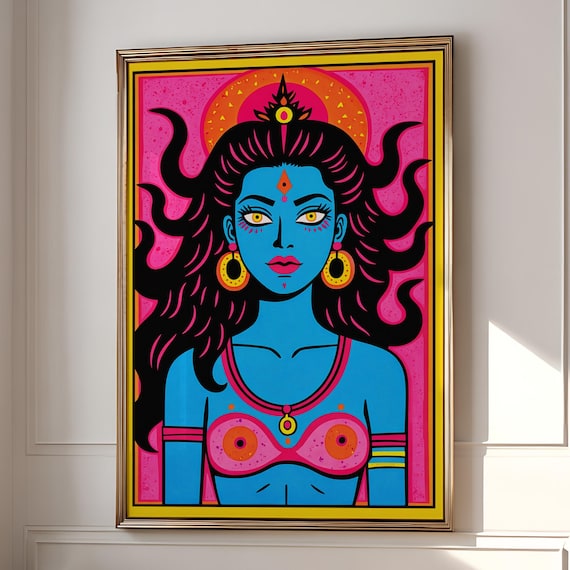 Divine Feminine Wall Art Print – Modern Goddess Kali Inspired Artwork – Bold Spiritual Pop Art – Fine Art Print