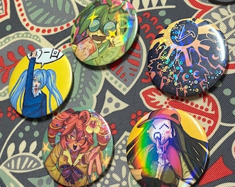 Botón/pin/insignia Vocaloid prensado a mano de 2,25 pulgadas.