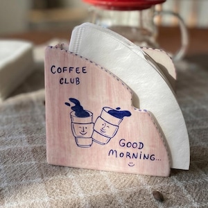 Handgeschilderde keramische koffiefilterhouder, koffiebardecor, roze keukenaccessoires, V60-papierhouder