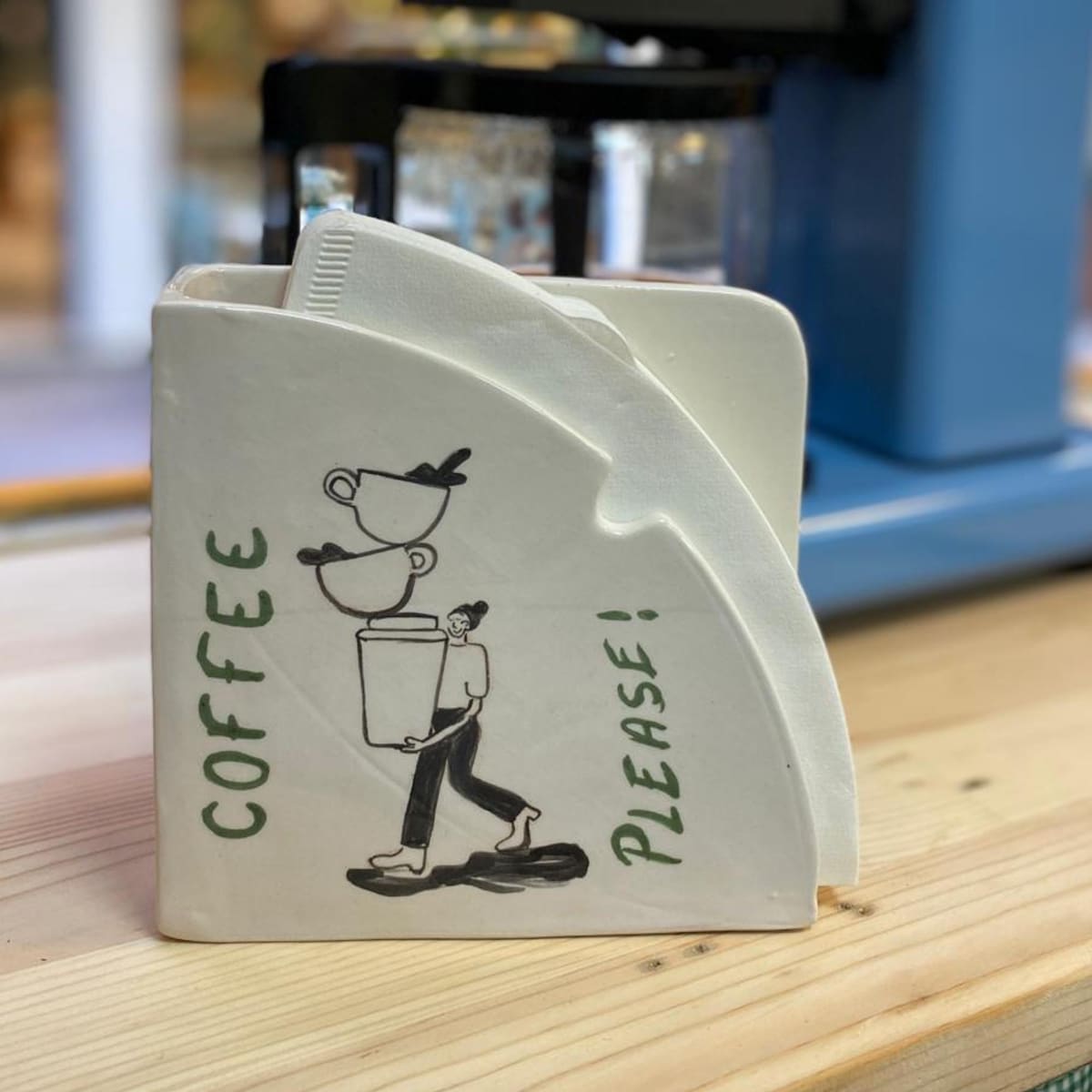 Handmade Ceramic Coffee Filter Holder – Barista Kitchen Decor and Coffee Station Organizer - Ships from Türkiye