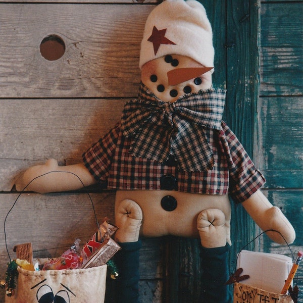 Snowman Doll Pattern, Primitive Snowman Doll Pattern, Snowman Door Wreath, Snowman Pattern, Door Wreath, Digital Download, Snowman Greeter