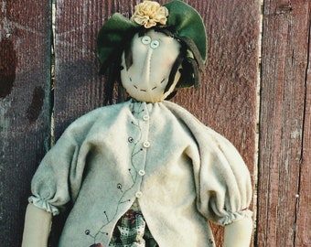 Summer Doll Pattern, Primitive Doll Pattern, Summer Door Greeter Pattern, Summer Door Wreath, Door Wreath, PDF Digital Download