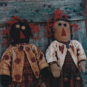 Patrón de muñeca Raggedy Ann, muñecas primitivas Raggedy Ann, patrón primitivo Raggedy Ann, patrón electrónico PDF, patrones de muñecas primitivas