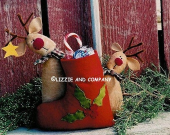 Weihnachten Filzstrumpf Muster, Filzstrumpf Muster, Boot Leckerli Tasche, Rentier Leckerli Tasche Muster, Weihnachtsstrumpf, digitaler PDF Download