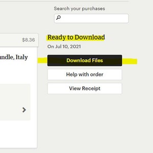 May include: A screenshot of a website showing a digital download purchase confirmation. The text "Ready to Download" is highlighted in yellow. The purchase is for a game bundle, and the download files are available. The purchase date is July 10, 2021.