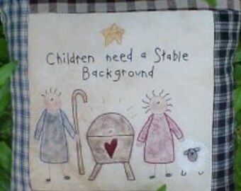 Christmas Stitchery Pattern, Christmas Manger Stitchery, Children Need Stable Background, Christmas Stitchery Pattern, PDF Digital Download