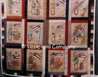 Flagge Stitchery Quilt, Americana Flagge Muster, Stickmuster, Stickmuster, Primitive Stitchery Muster, PDF Digital Download